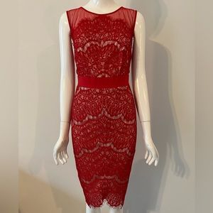 JAX Red Lace Sheath Dress